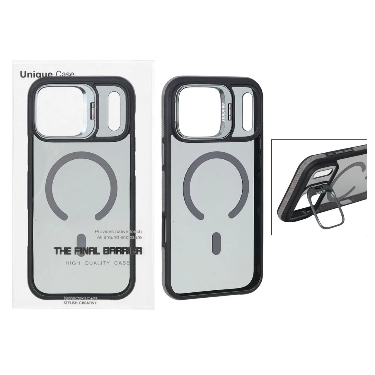 قاب اورجینال Bracket Unique Case مات Magsafe لنز آلومینیومی استندشو Apple iPhone 17 Pro Max — تصویر ۳