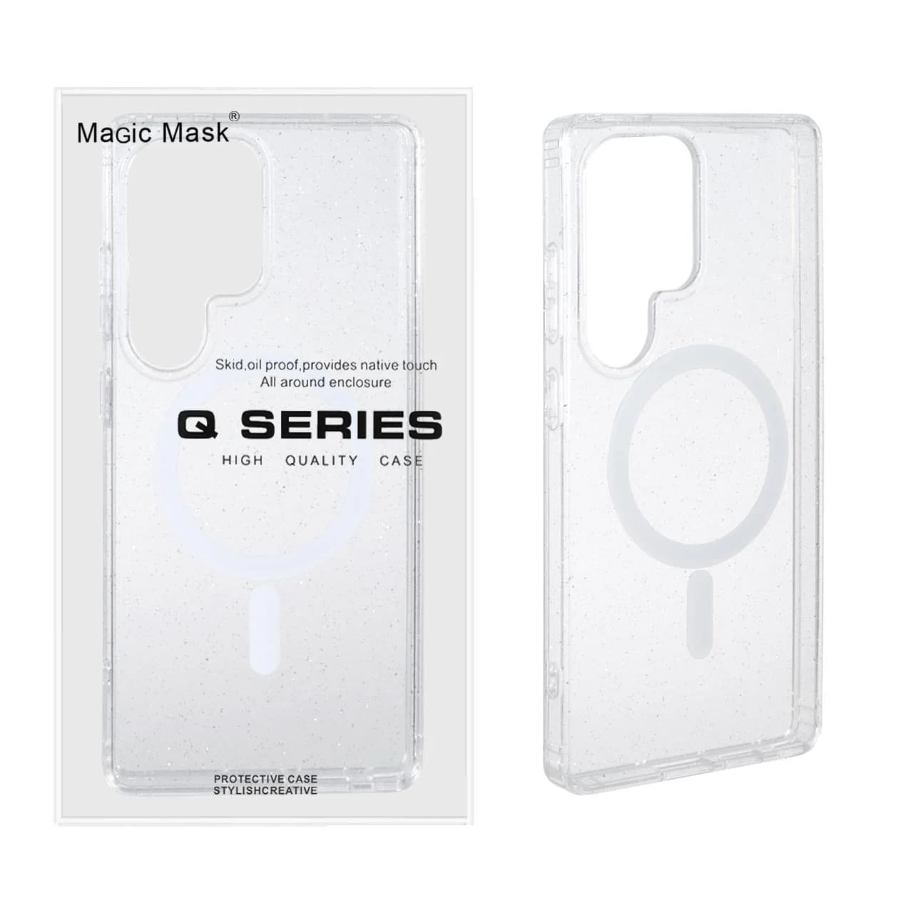 قاب اورجینال پشت سخت شفاف Magsafe اکلیلی Samsung Galaxy S25 Ultra (پک دار)