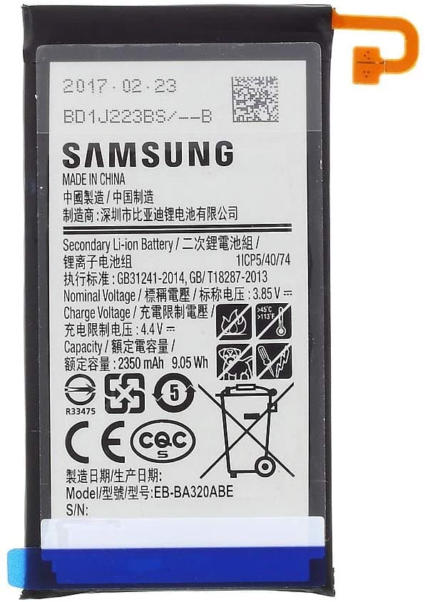 باتری اورجینال گوشی سامسونگ Galaxy A3 2017-a320 با ظرفیت 2350 میلی آمپرساعت