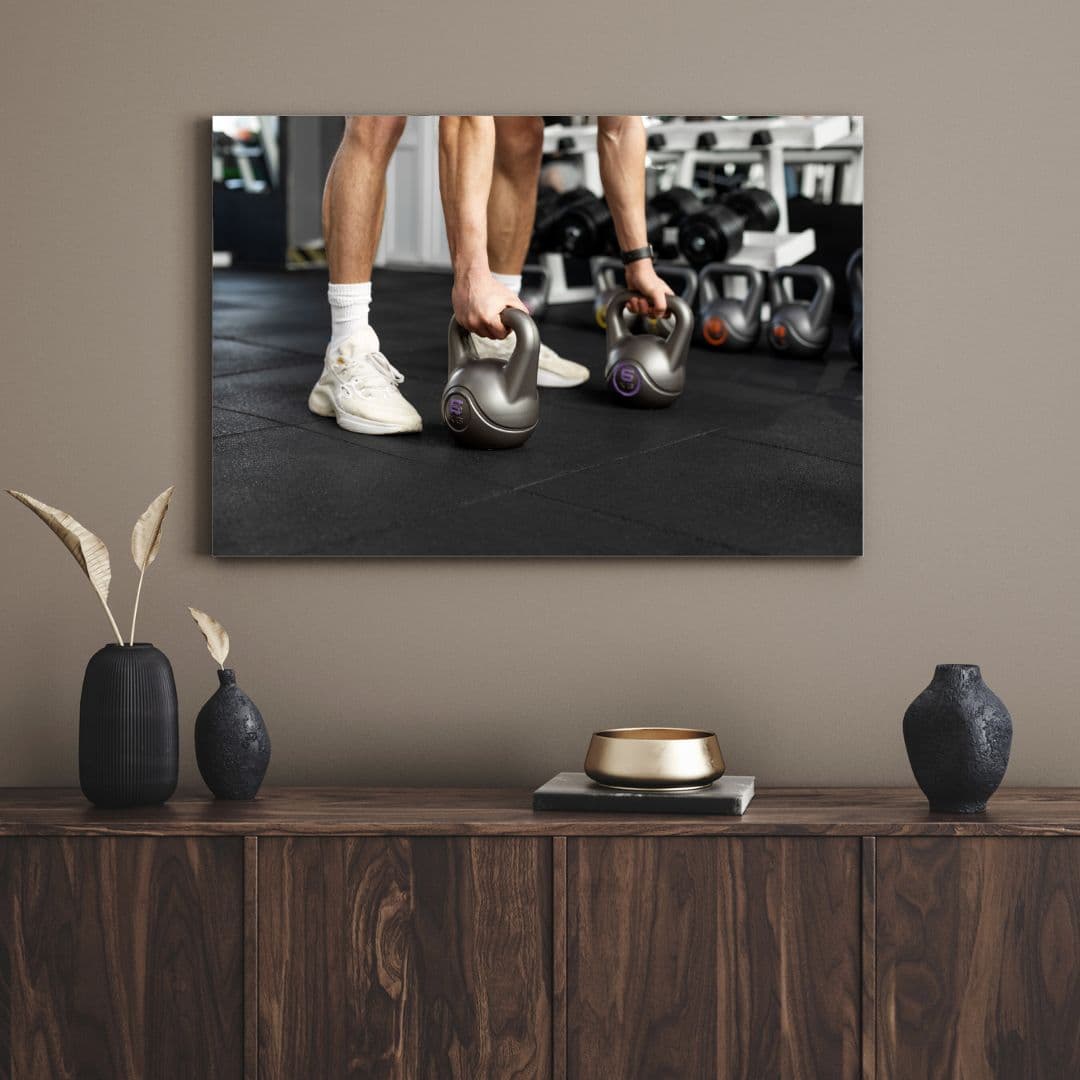 تابلو دمبل در باشگاه Dumbbells in the gym — تصویر ۳