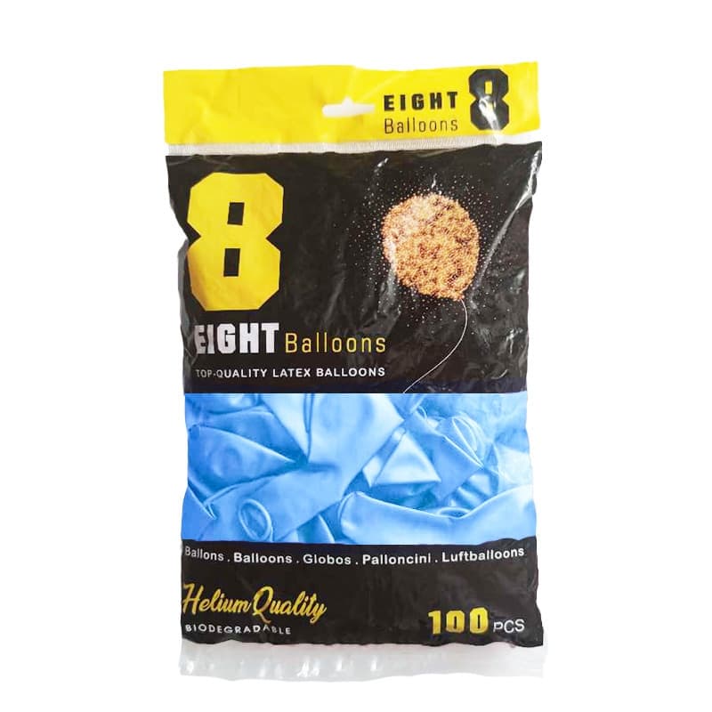 بادکنک متالیک آبی روشن eight