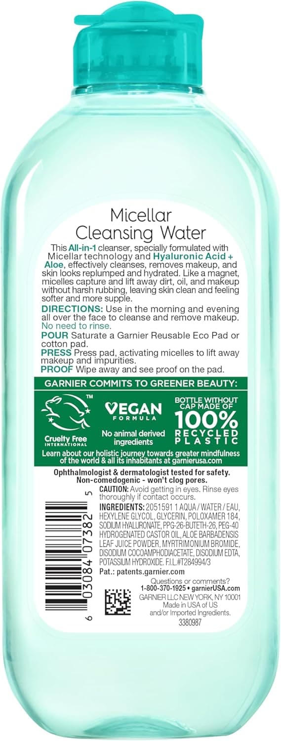 میسلار واتر پاک کننده آرایش صورت و چشم گارنیرGarnier SkinActive Micellar Water مناسب برای پوست‌های کم‌آب حجم 200 میلی لیتر — تصویر ۷