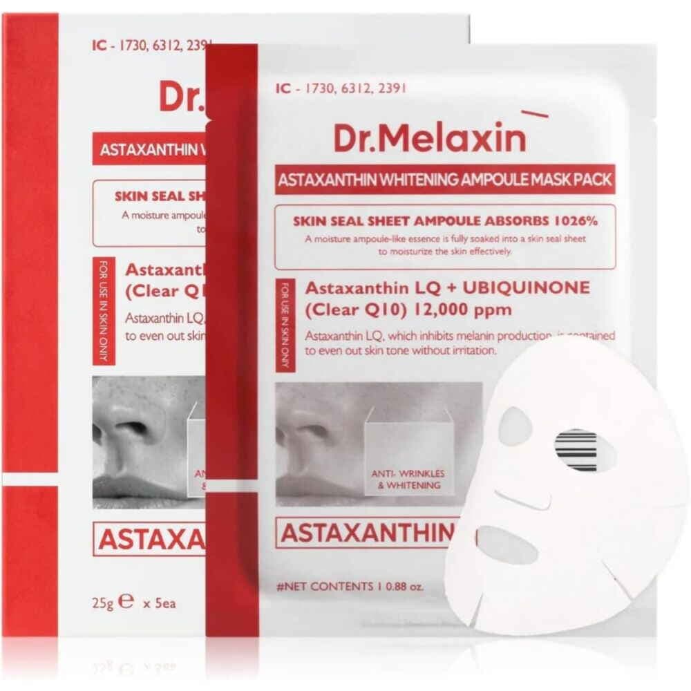 پک ماسک ورقه ای آستازانتین روشن کننده دکتر ملاکسین Dr.Melaxin TX Astaxanthin Whitening Serum Mask Pack مناسب برای انواع پوست حجم 25 میلی لیتر — تصویر ۸