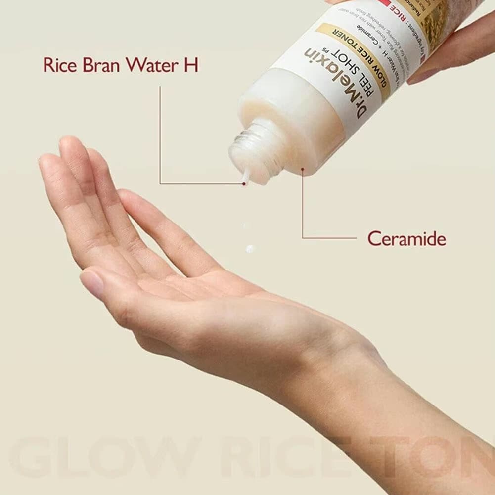 تونردرخشان کننده برنج سفید پیل شات دکتر ملاکسین Dr. Melaxin Peel Shot Glow Rice Toner مناسب انواع پوست حجم 200 میلی لیتر — تصویر ۳