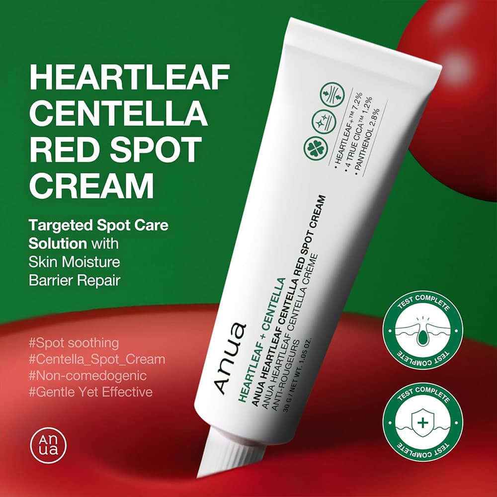 کرم ضد جوش و تسکین دهنده هارتلیف + سنتلا آنوا ANUA HEARTLEAF + CENTELLA RED SPOT CREAM مناسب انواع پوست حجم 30 گرم — تصویر ۷