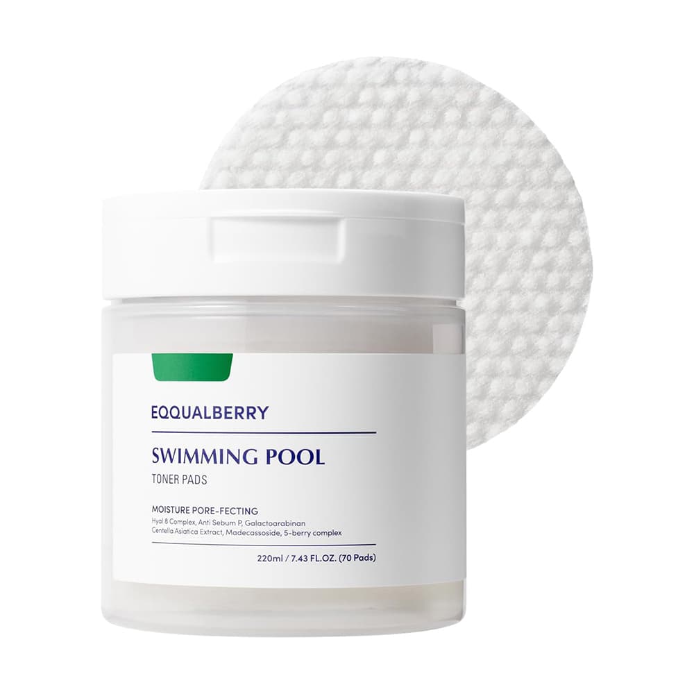 پد تونر آبرسان و تسکین دهنده اکوال بری EQQUALBERRY Swimming Pool Toner Pads مناسب انواع پوست حجم 220 میلی لیتر