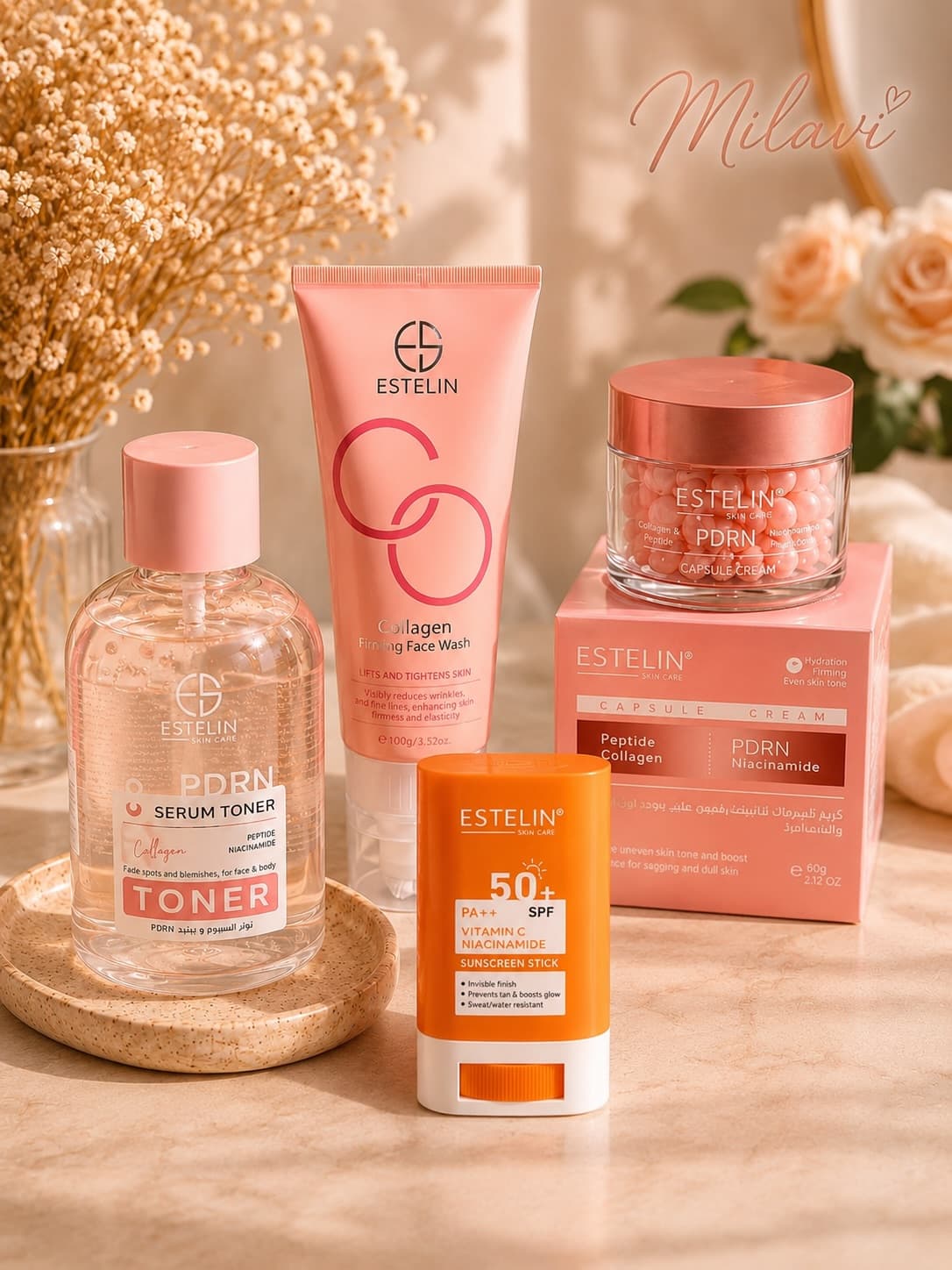 کرم کپسولی استلین مدل PDRN حاوی پپتاید، کلاژن و نیاسینامید ESTELIN Capsule Cream مناسب انواع پوست حجم 60 گرم — تصویر ۲