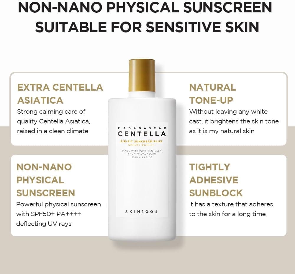 کرم ضد آفتاب رنگی سنتلا ماداگاسکار مدل ایرفیت پلاس اسکین 1004 Skin1004 Madagascar Centella Air-Fit Suncream Plusمناسب برای انواع پوست حجم 50 میلی لیتر — تصویر ۵
