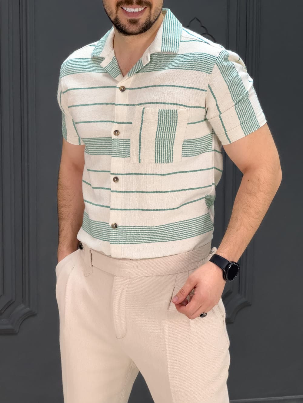 پیراهن 041307 PULL&BEAR سفید — تصویر ۲