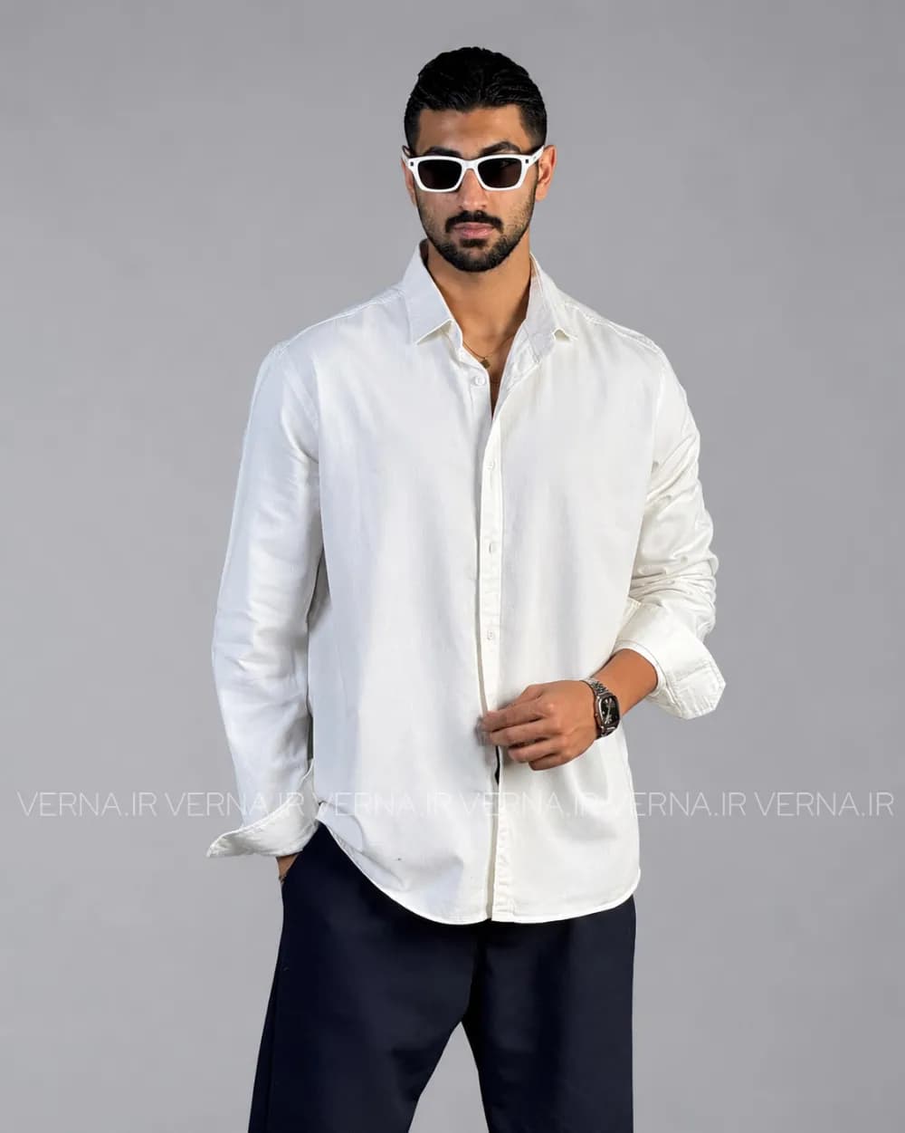 پیراهن مردانه کتان بلند VAMOS — تصویر ۵