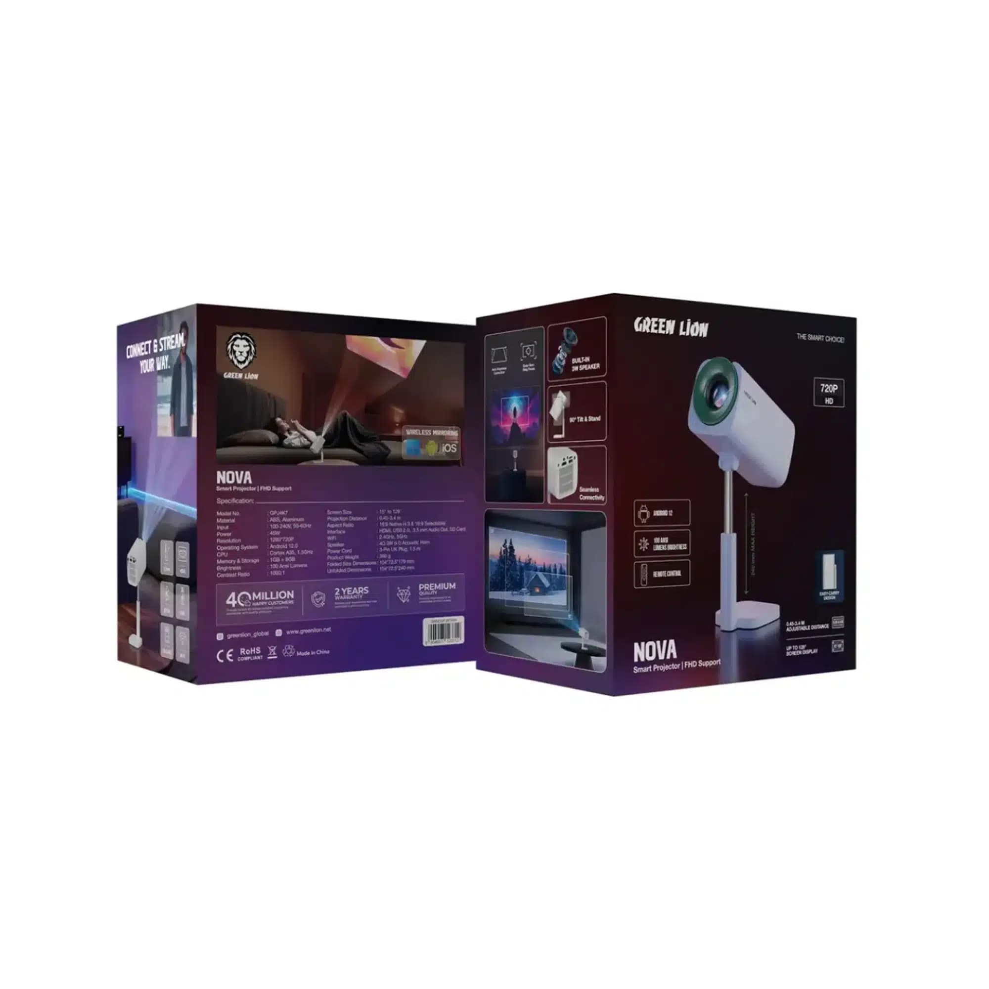 ویدئو پروژکتور هوشمند گرین لاین مدل Green Lion Nova Smart Projector — تصویر ۳