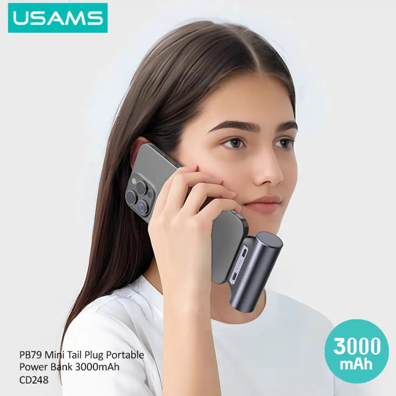 مینی پاور بانک یوسامز USAMS مدل CD248 ظرفیت 3000 میلی آمپر ساعت — تصویر ۲