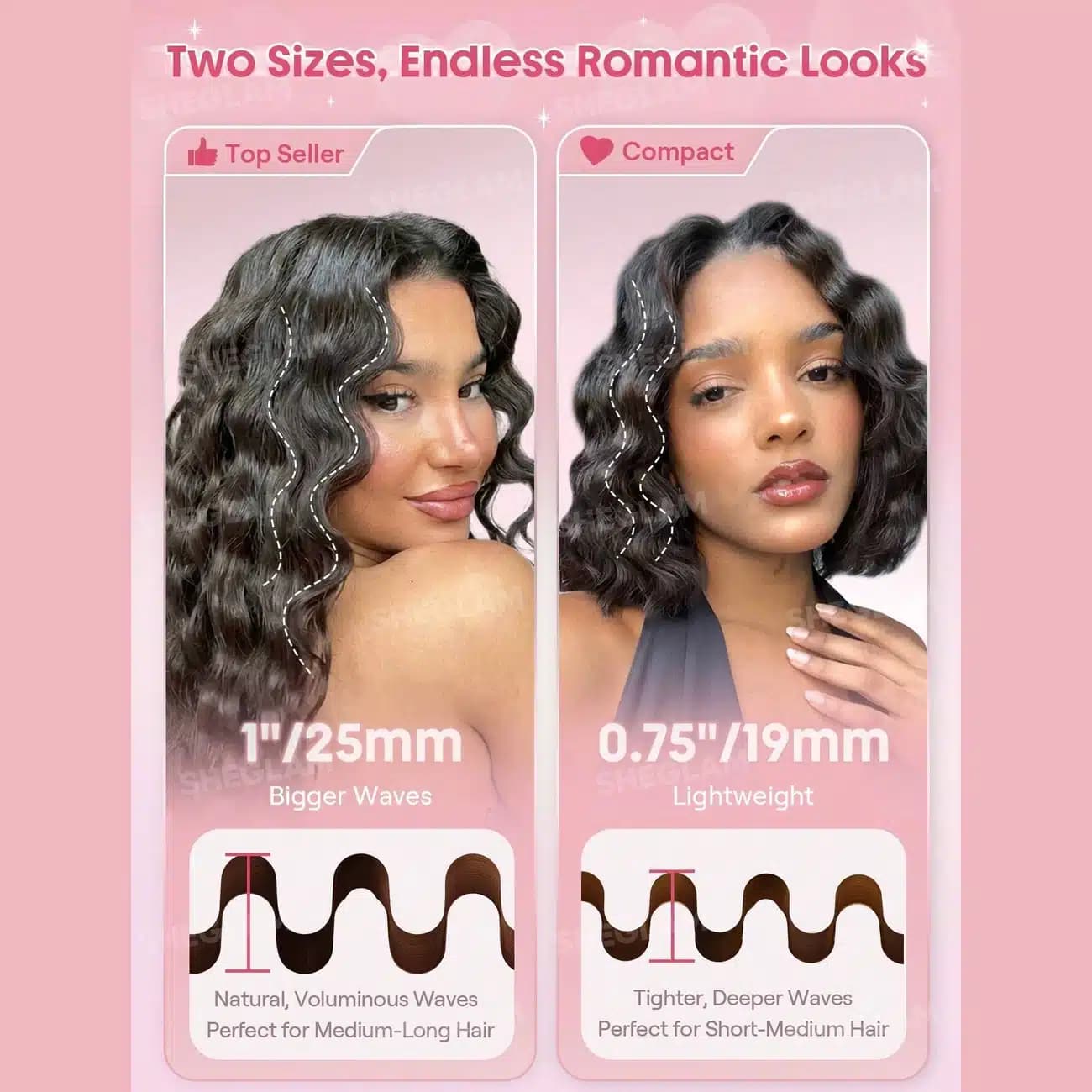دستگاه ویو کننده مو شیگلم SHEGLAM اصل مدل Cupid's Charm Beach Babe سایز 25mm — تصویر ۸
