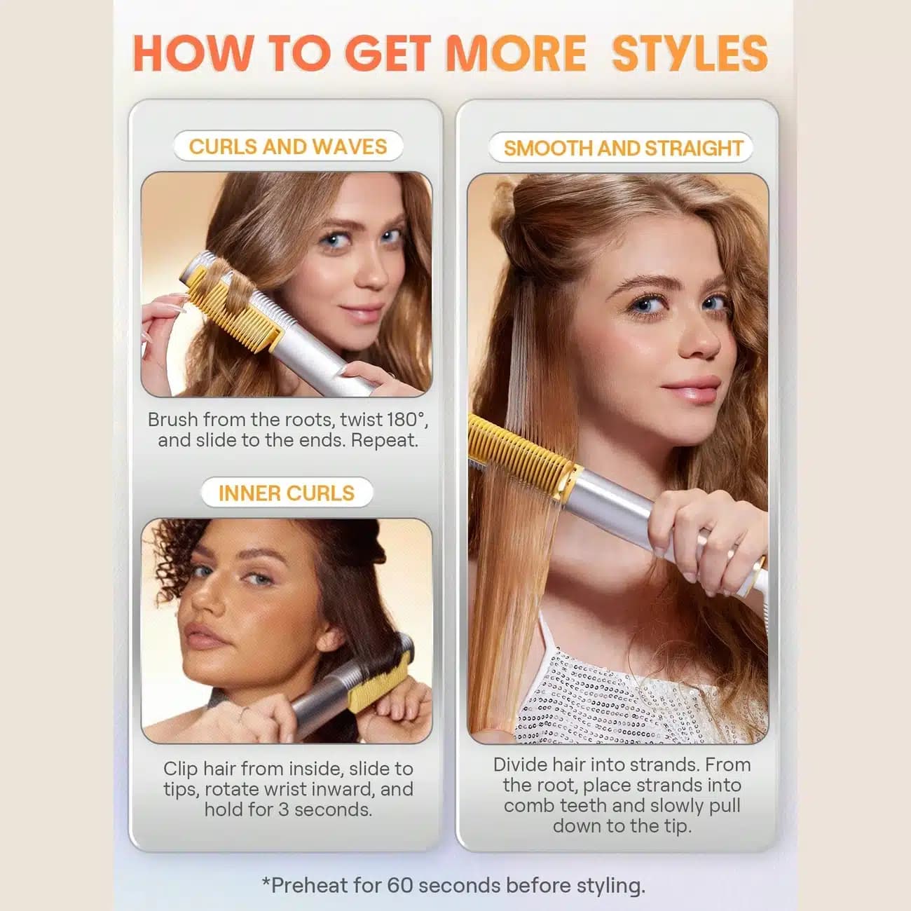 برس حرارتی مو سه بعدی شیگلم هیر Sheglamhair اصل مدل SLeek Chic با یون منفی — تصویر ۲