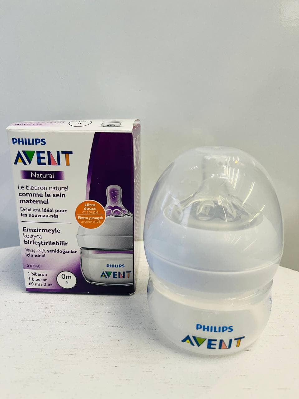 شیشه شیر نچرال اونت سایز 60میلی لیتر طبیعی Avent Natural Bottle 60ml