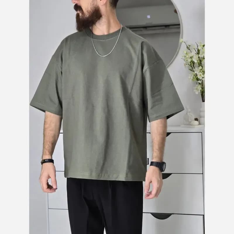 تیشرت باکسی بیسیک پگادور پارچه دورس دو نخ سایز L XL XXL رنگ بندی مداد رنگی — تصویر ۶