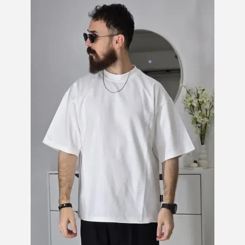 تیشرت باکسی بیسیک پگادور پارچه دورس دو نخ سایز L XL XXL رنگ بندی مداد رنگی — تصویر ۴