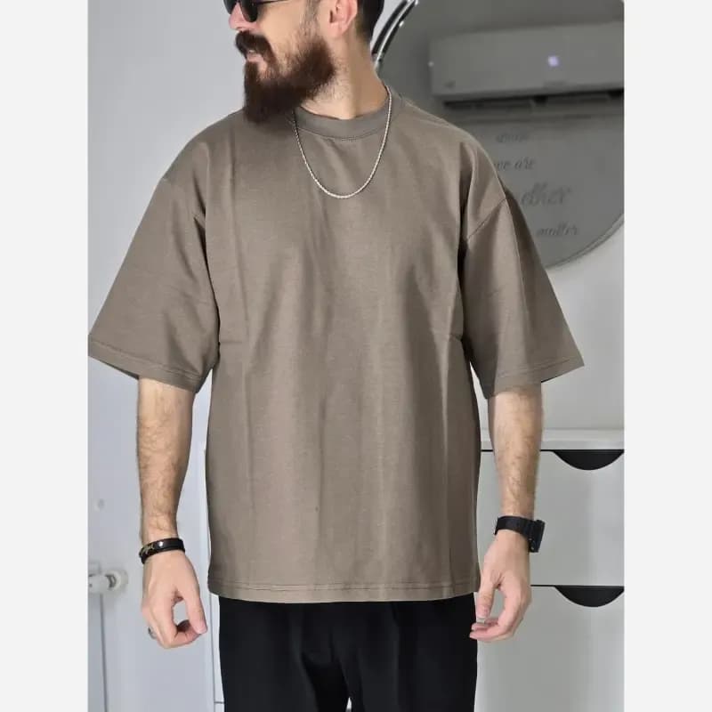 تیشرت باکسی بیسیک پگادور پارچه دورس دو نخ سایز L XL XXL رنگ بندی مداد رنگی — تصویر ۸
