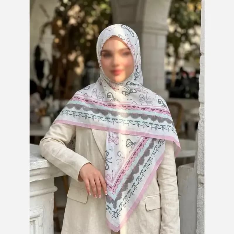 روسری طرحدار پینترستی سوپرنخ قواره 140 کیفیت تضمینی — تصویر ۲