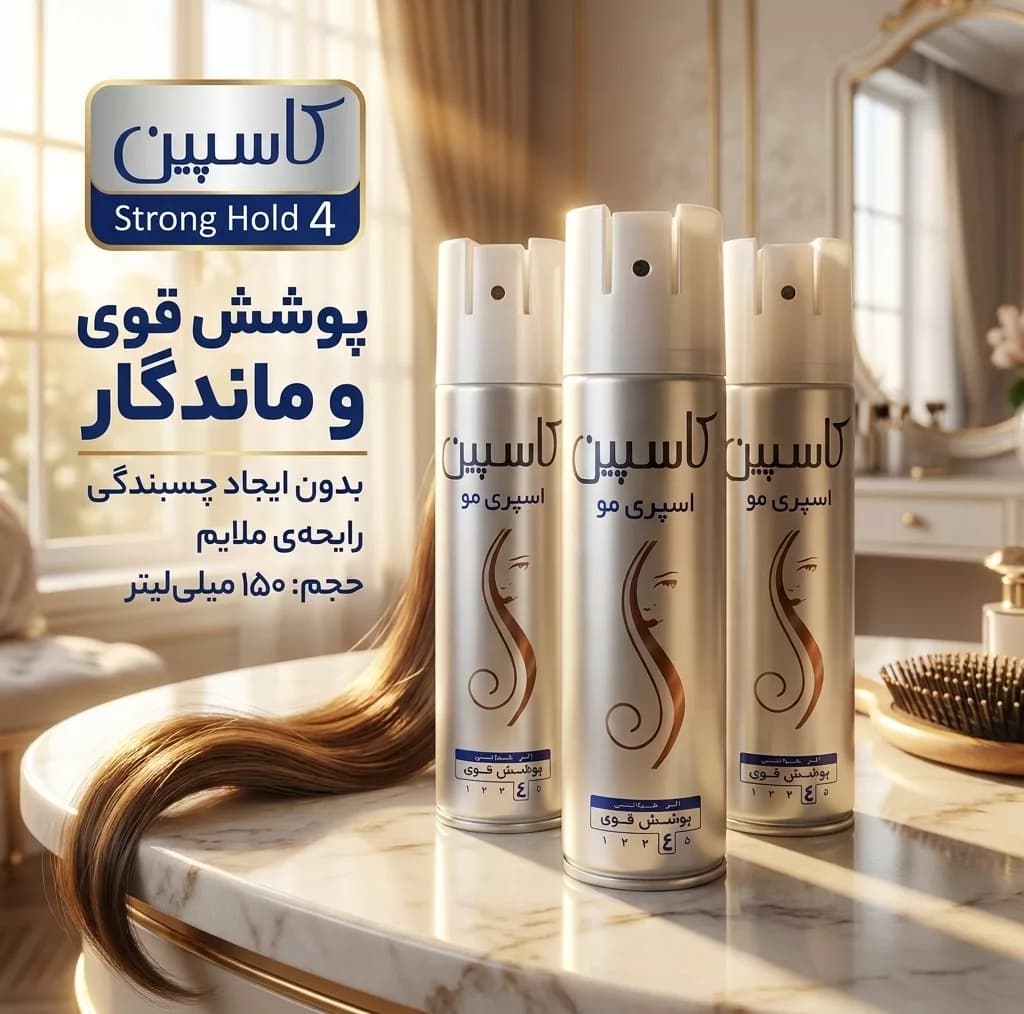 اسپری حالت دهنده مو کاسپین مدل Strong hold 4 حجم 150 میلی لیتر مجموعه ۳ عددی — تصویر ۲