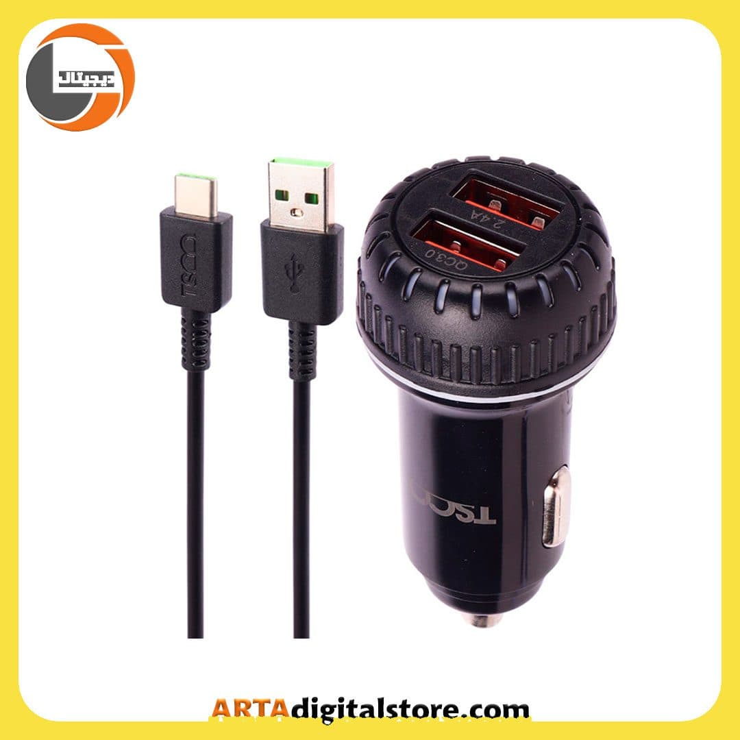 شارژر فندکی تسکو TSCO TCG 37 QC3 With Type-C Cable Black — تصویر ۲
