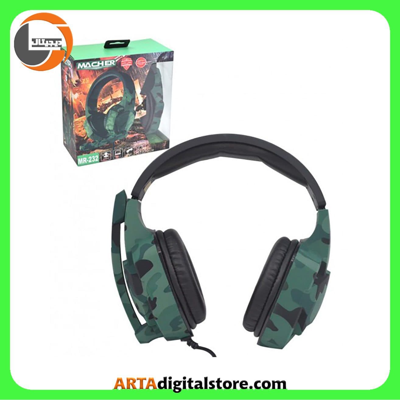هدفون گیمینگ مچر Macher Gaming MR-232 Green — تصویر ۴