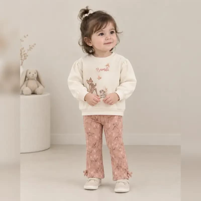 دورس و شلوار کبریتی نوزادی طرح آهو وارداتی — تصویر ۲