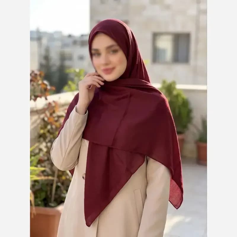 روسری سوپر کرپ زرشکی قواره بزرگ سایز 140 — تصویر ۲
