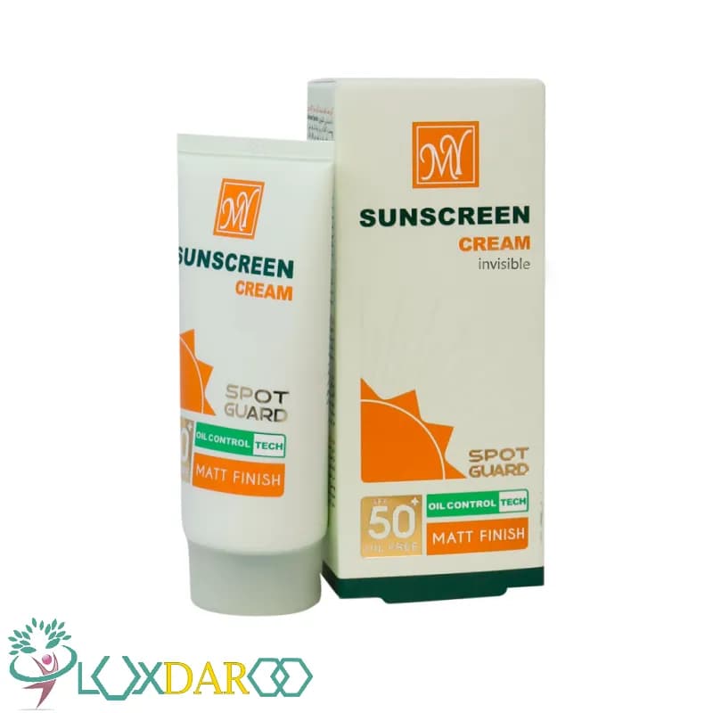 کرم ضد آفتاب ضد لک پوست چرب بی رنگ اسپات گارد مات 4 کاره مای SPF50