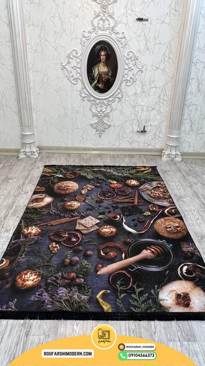 فرشینه نمدی رویه مخمل با نمد 1000 گرم | لوکس و با دوام آشپزخونه ای RH 0553 — تصویر ۳