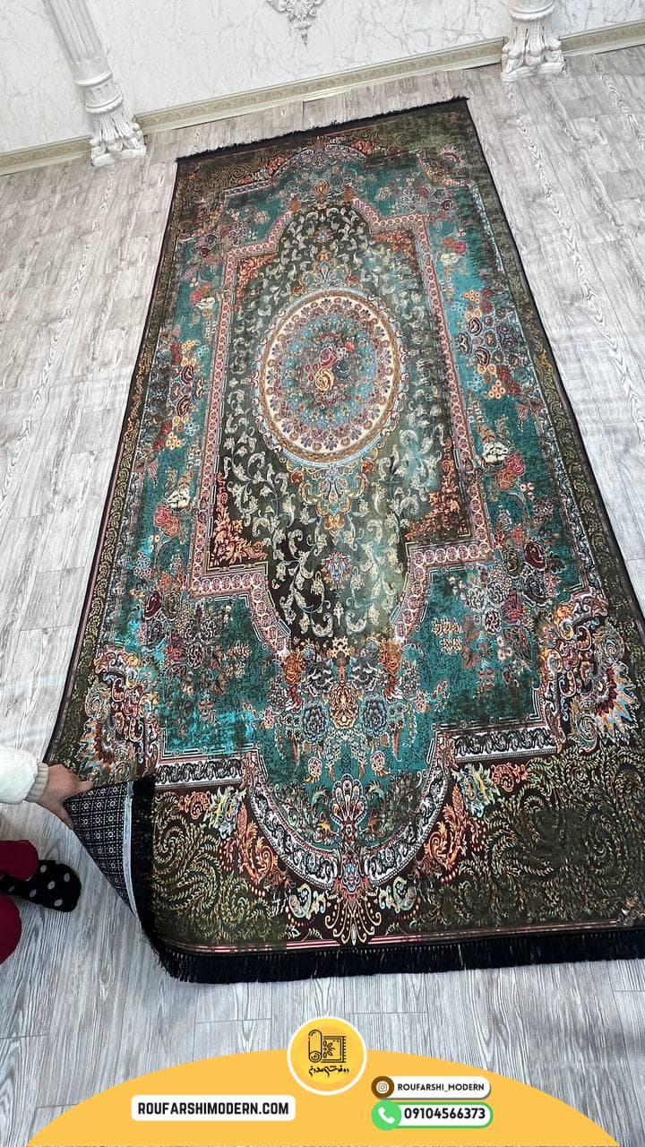 فرشینه نمدی رویه مخمل با نمد 1000 گرم | لوکس و با دوام رنگ سبز RH 1431 — تصویر ۶