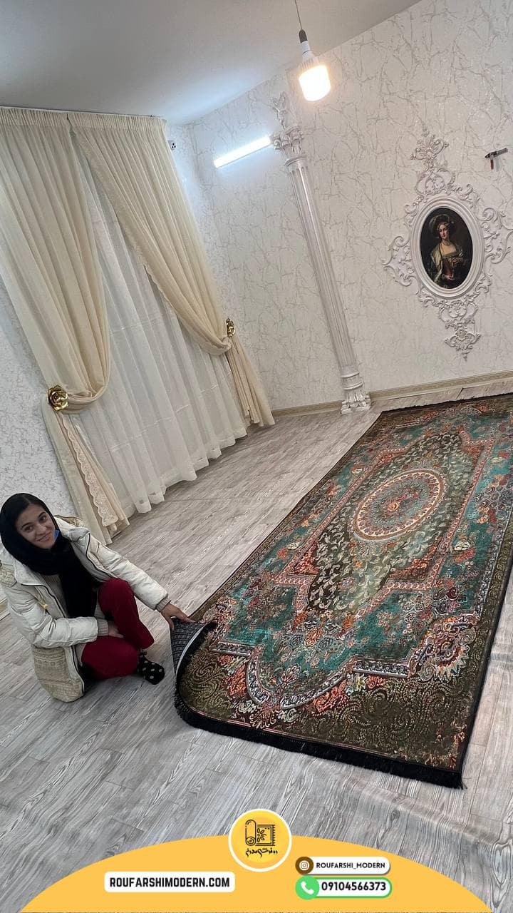 فرشینه نمدی رویه مخمل با نمد 1000 گرم | لوکس و با دوام رنگ سبز RH 1431 — تصویر ۵