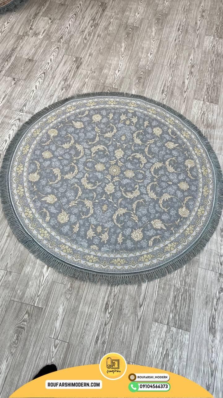 فرشینه نمدی رویه مخمل با نمد 1000 گرم | طرح پرفروش طوسی طلایی RH 2161 — تصویر ۵