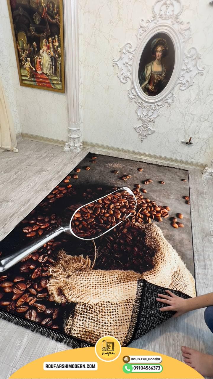 فرشینه با رویه مخمل و زیره نمد 1000 گرم ترمزدار طرح آشپزخونه CODE:RH 2254 — تصویر ۳