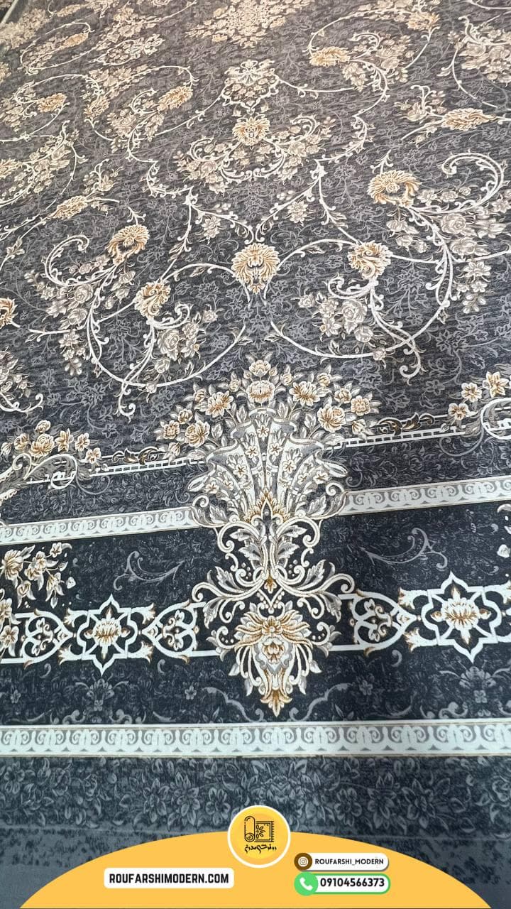 فرشینه / کاور فرش و روفرشی کشدار زمینه طوسی طرح پرفروش کد ۱۴۸۹ — تصویر ۳
