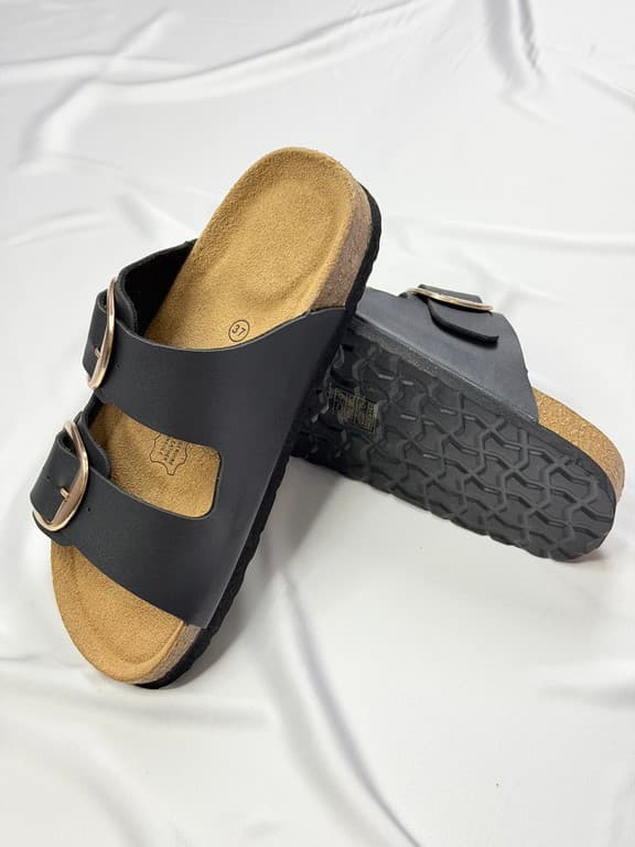 صندل دو سگک زنانه مشکی women’s black double buckle sandals — تصویر ۳