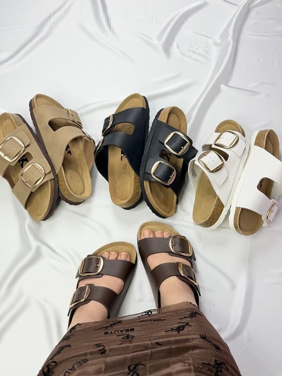 صندل دو سگک زنانه مشکی women’s black double buckle sandals — تصویر ۵