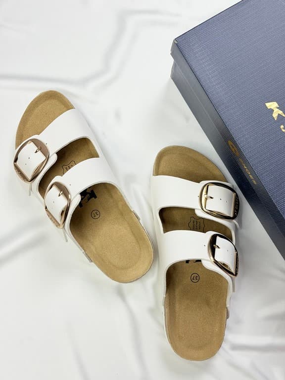 صندل دو سگک زنانه سفید women’s white double buckle sandals — تصویر ۲