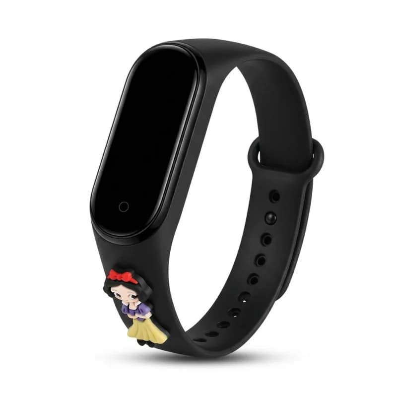 ساعت دیجیتال LED بچگانه دخترانه طرح سفید برفی با بند سیلیکونی مشکی و عروسک سهبعدی — تصویر ۲