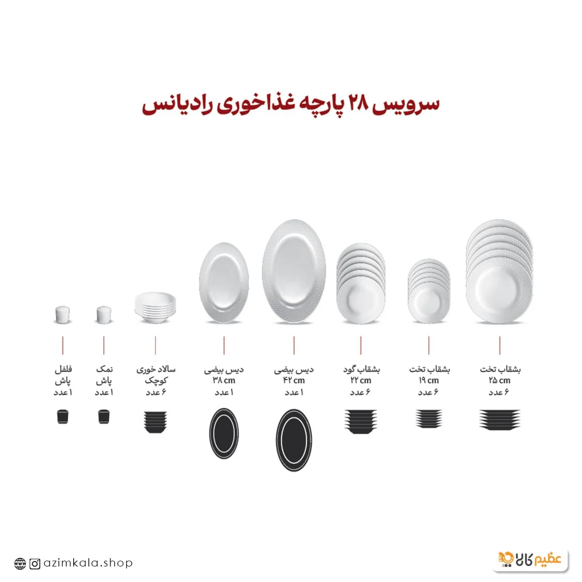 سرویس چینی 28 پارچه غذاخوری زرین کلودیا — تصویر ۲