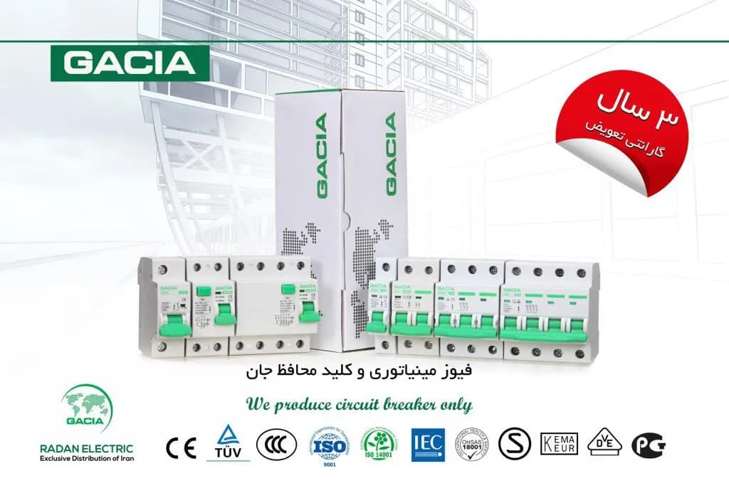 فیوز مینیاتوری سه فاز 25 آمپر گاسیا GASIA — تصویر ۵
