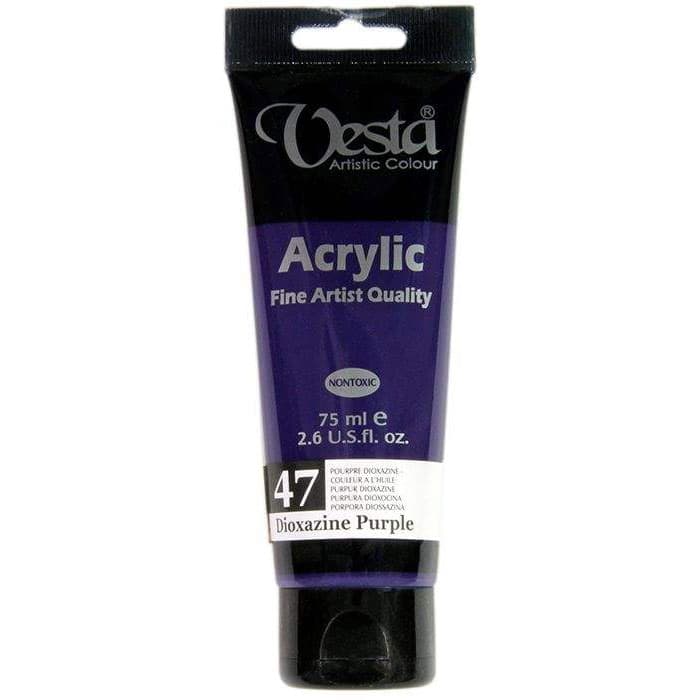 رنگ اکریلیک وستا بنفش تیره مدل ۴۷ حجم ۷۵ میلی Dioxazin Purple