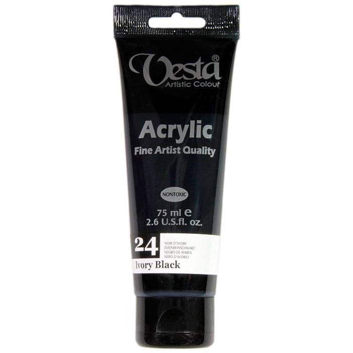 رنگ اکریلیک وستا مشکی مدل ۲۴ Ivory Black