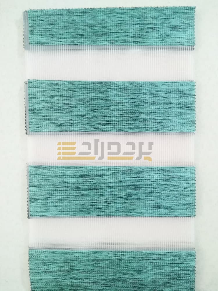 پرده زبرا طرح چوب آبی فیروزه ای کد SND-143