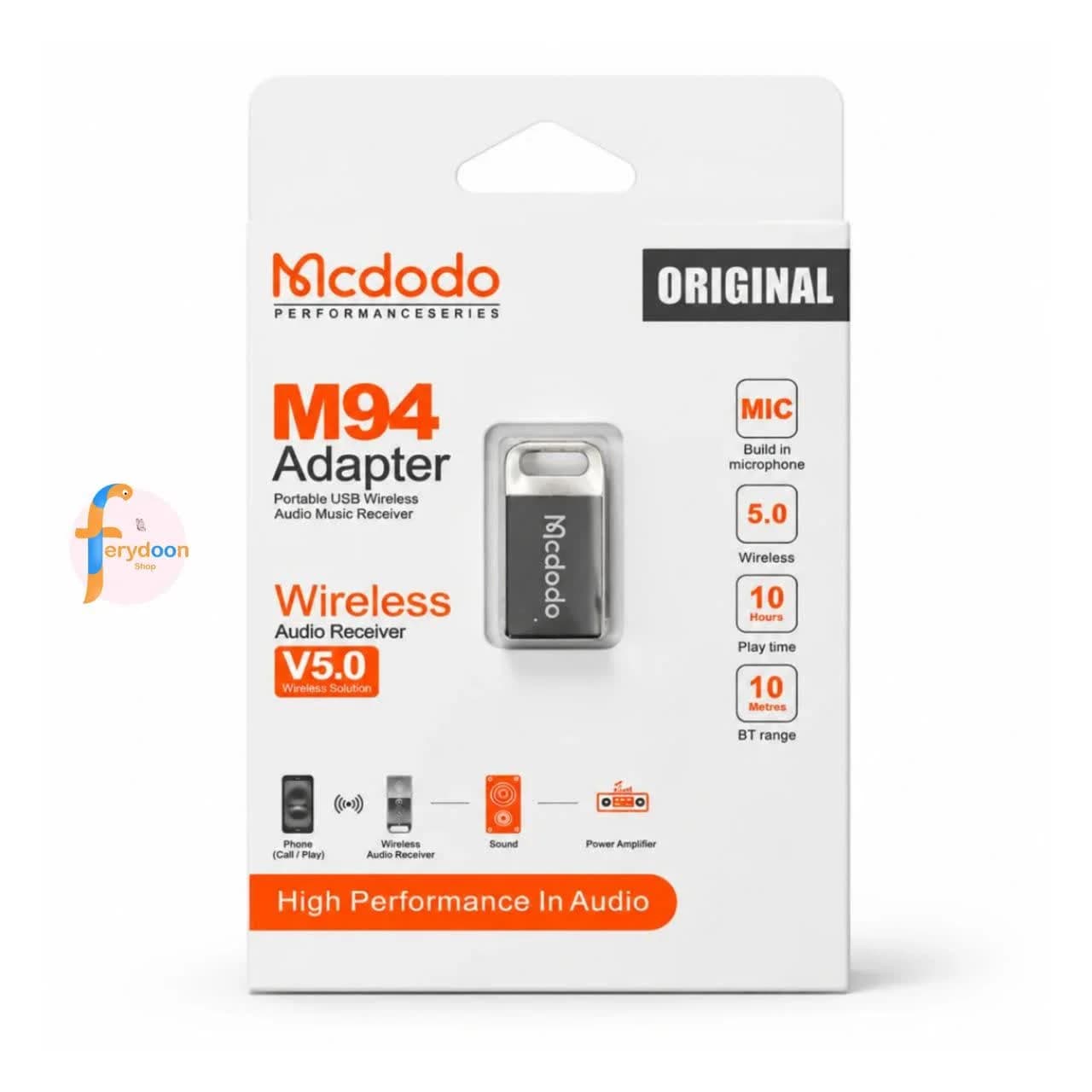 دانگل گیرنده بلوتوث صوتی مک دودو Mcdodo M94 (نسخه بلوتوث 5.0)