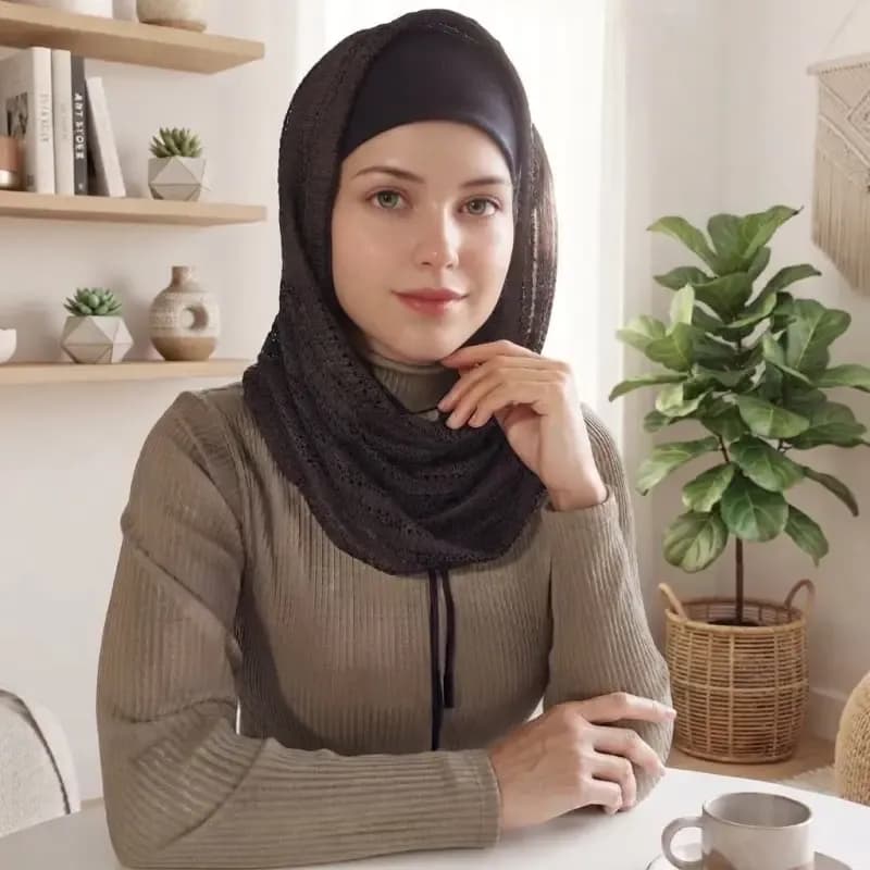 رینگ اسکارف بافت پاییزی مشکی سرمه ای قهوه ای مناسب پاییز و زمستان سایز 50 در 80 سانتی متر — تصویر ۷