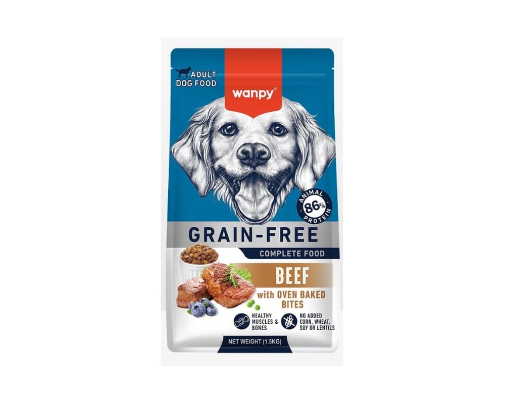 غذای خشک سگ ونپی طعم گوشت گاو wanpy dog food with beef بسته 1.5 کیلوگرمی