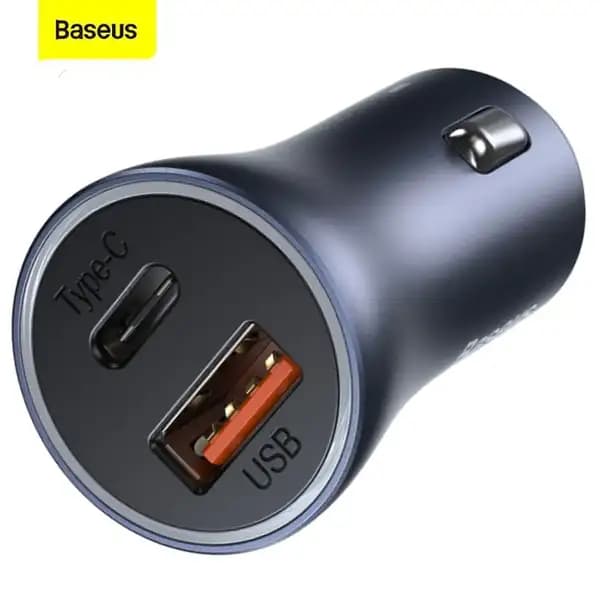 شارژر فندکی فست شارژ ماشین تایپسی 40 وات با کابل تایپسی به لایتنینگ بیسوس مدل Baseus GOLDEN CONTACTOR PRO TZCCJD-B0G — تصویر ۳