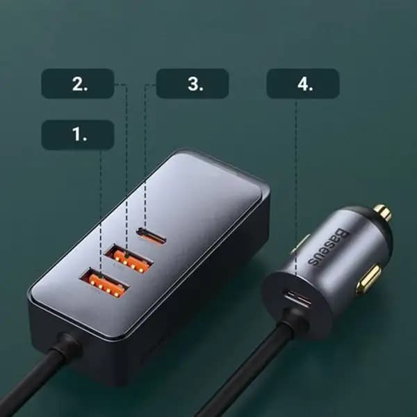 شارژر فندکی 120 وات 3 پورت بیسوس مدل Baseus CCBT-A0G — تصویر ۵