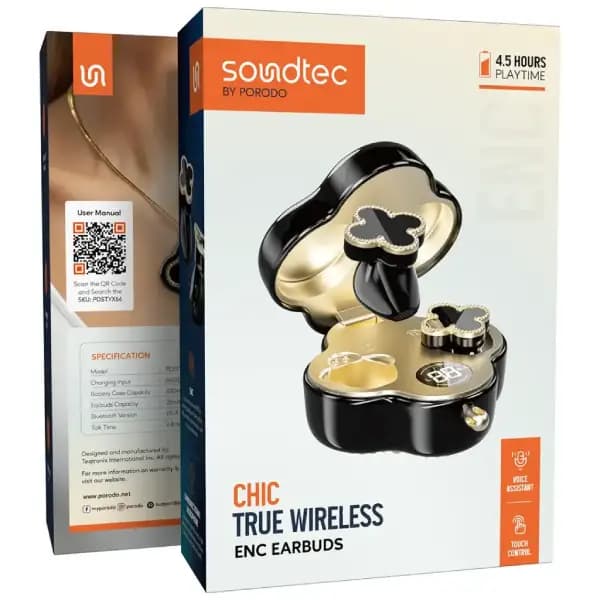 ایربادز بی‌سیم پرودو مدل Porodo Soundtec Chic True Wireless ENC Earbuds — تصویر ۵